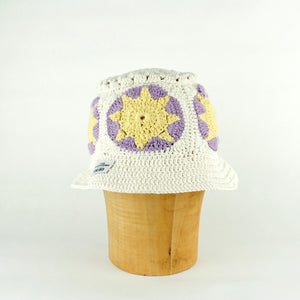 Purple Sun crochet bucket hat by Stina Knits
