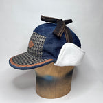 Vinterkeps 56-57cm - blå jeans, rutigt