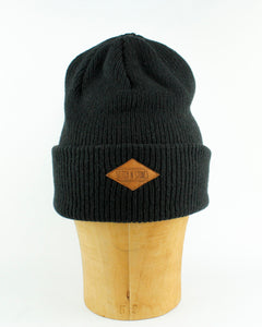 Lambswool Beanie with leather patch