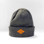 Lambswool Beanie with leather patch