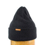 Lambswool Beanie with tiny leather logo