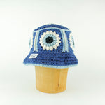 Blue flower crochet bucket hat by Stina Knits