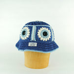 Blue flower crochet bucket hat by Stina Knits
