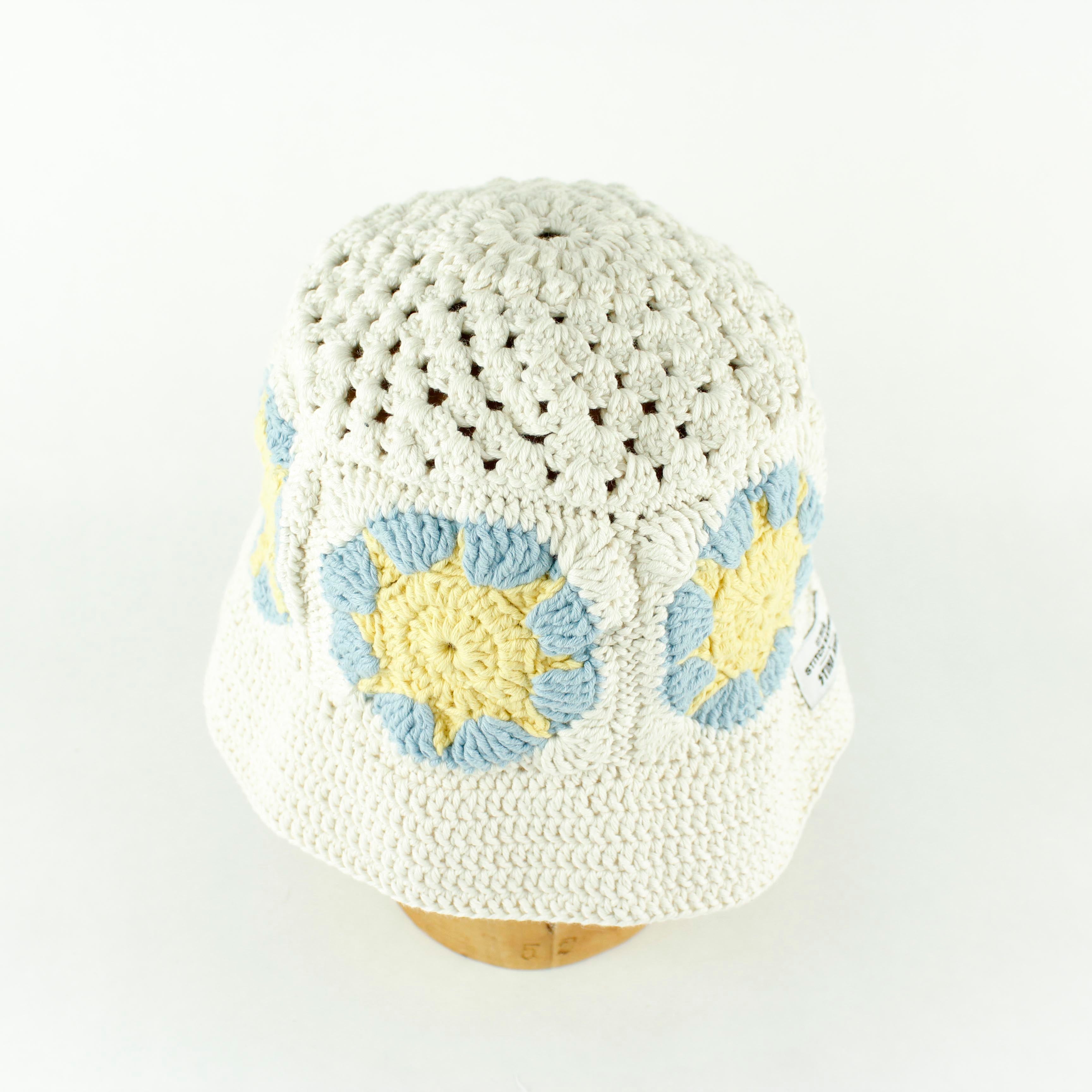 Blue sun crochet bucket hat by Stina Knits