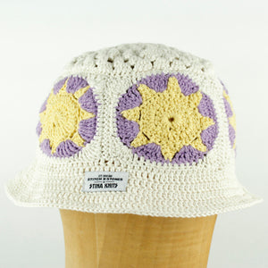 Purple Sun crochet bucket hat by Stina Knits