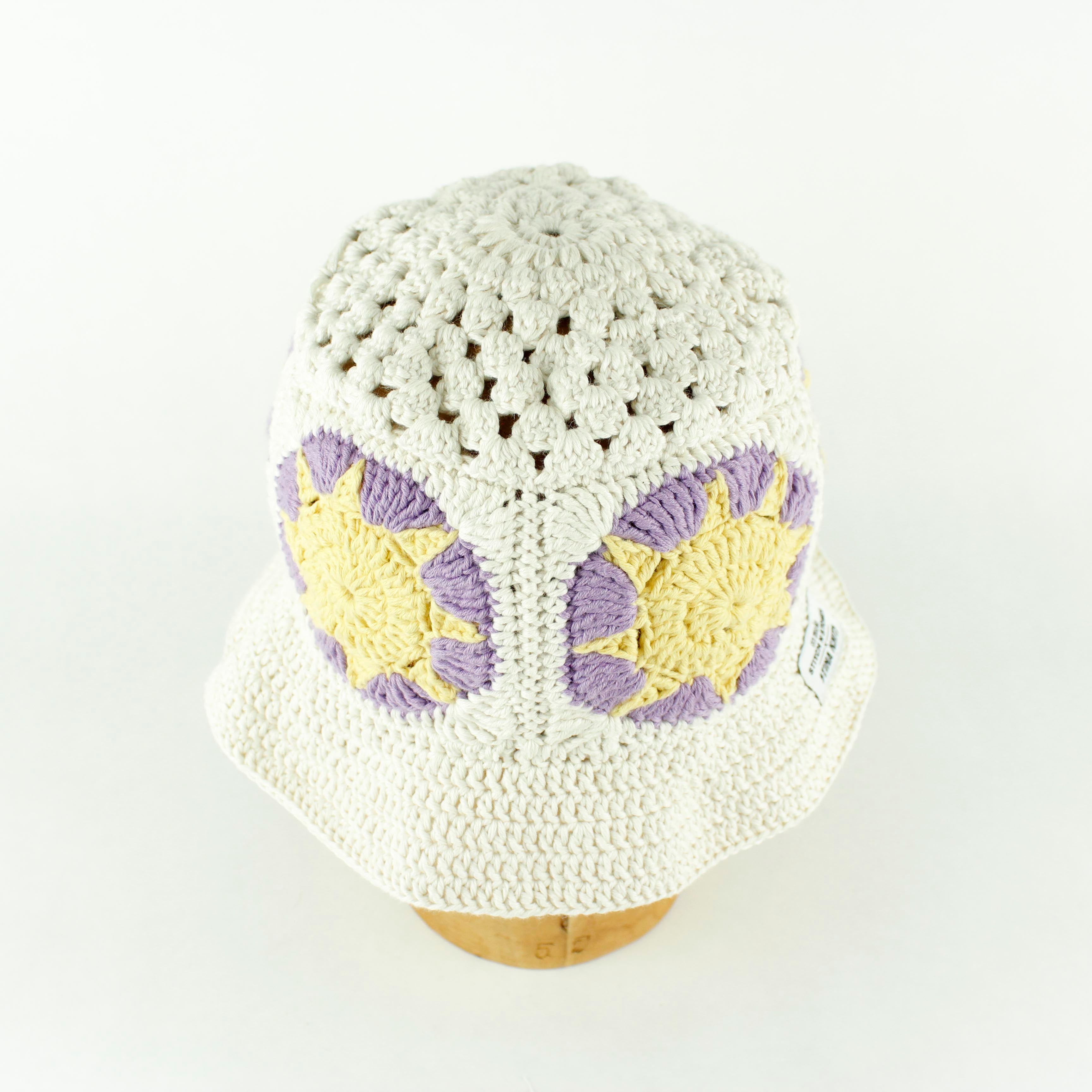 Purple Sun crochet bucket hat by Stina Knits