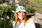 Green Flower crochet bucket hat by Stina Knits